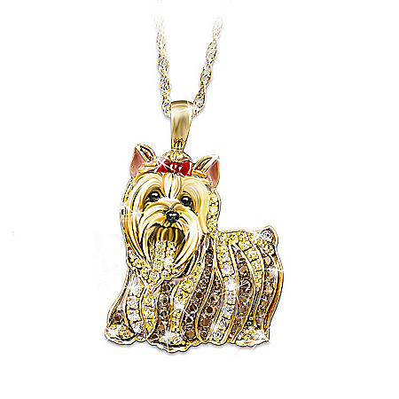 Best In Show Dog Lovers Yorkie Crystal Pendant Necklace
