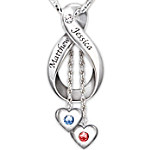 Buy Personalized Engraved Diamond And Birthstone Pendant Necklace: Love Never Ends
