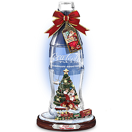 Coca-Cola Winter Wonderland Bottle Figurine With Moving Train Around The Base