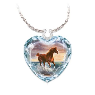 Buy Surf Dancer Crystal Heart Necklace With Horse Artwork