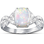 Buy Shimmering Elegance: Australian Opal And Diamond Women's Ring