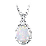 Buy Shimmering Elegance Opal And Diamond Sterling Silver Pendant Necklace
