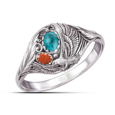 Buy Spirit Of The Eagle Turquoise And Jasper Silver Ring