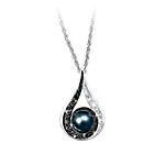 Buy Diamond And Cultured Black Pearl Pendant Necklace: Luminous Reflections