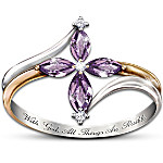 Buy The Holy Trinity Amethyst And Diamond Women's Cross Ring