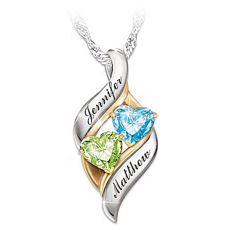 Romantic Personalized Birthstone Pendant Necklace: Loving Embrace – Personalized Jewelry