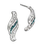 Buy Cascade Of Beauty Blue And White Diamond Silver Earrings