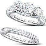 Buy Diamonesk Personalized Engraved Engagement Ring And Wedding Band Set