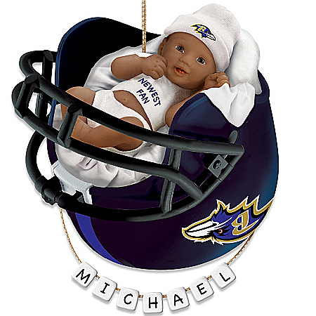 NFL Baltimore Ravens Personalized African-American Baby Christmas