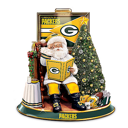 Green Bay Packers Illuminated Talking Santa Tabletop Centerpiece