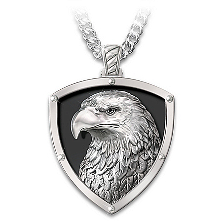 Strength And Pride Men’s Stainless Steel Eagle Head Pendant Necklace