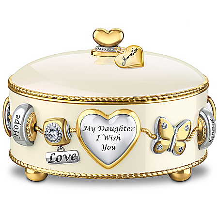 Daughter, I Wish You Heirloom Porcelain Personalized Music Box