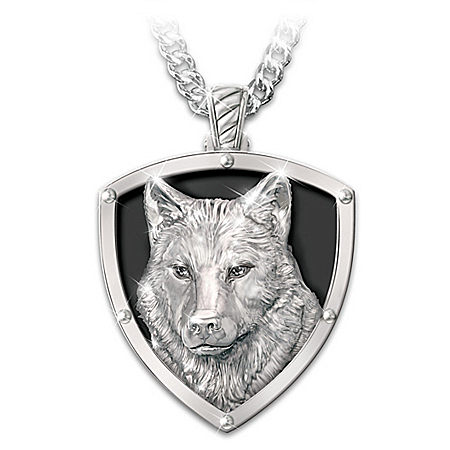 Untamed Spirit Men’s Stainless Steel Wolf Pendant Necklace