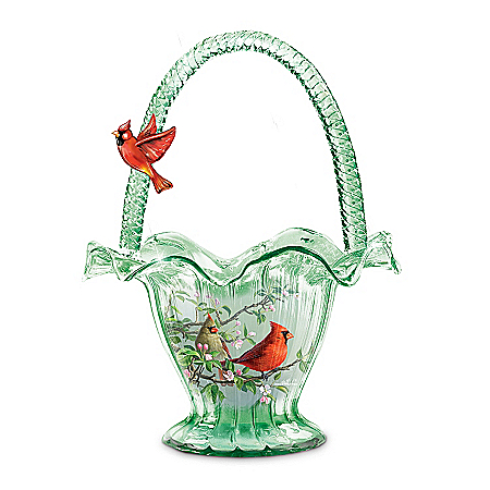 Cardinal Serenade Hand-Blown Art Glass Bowl