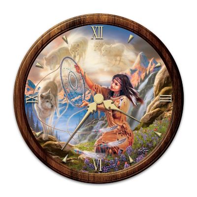 Buy Native American-Inspired Stained Glass Wall Clock: Illuminating Spirits