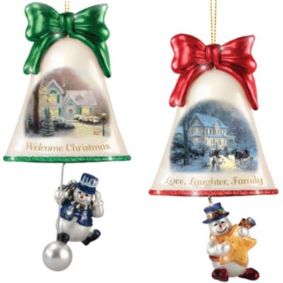 Buy Christmas Ornaments: Thomas Kinkade Ringing In The Holidays Ornament Set: Set 5