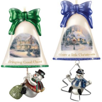 Buy Christmas Ornaments: Thomas Kinkade Ringing In The Holidays Ornament Set: Set 7