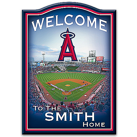 Los Angeles Angels of Anaheim Wooden Welcome Sign Personalized with Family Name