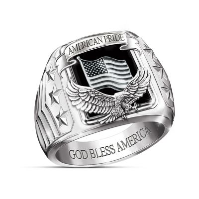 Buy American Pride God Bless America Men's Stainless Steel Ring