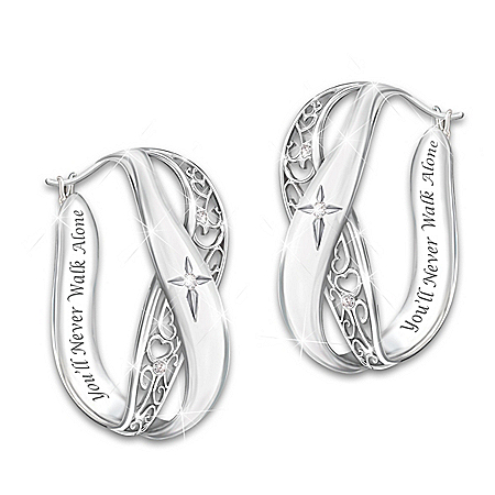 Pure Faith Solid Sterling Silver and Diamond Earrings