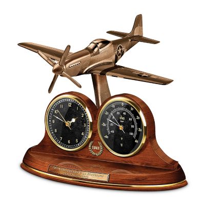 Tabletop Clock: P-51 Mustang 70th Anniversary Thermometer Tabletop Clock