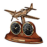 Buy Tabletop Clock: P-51 Mustang 70th Anniversary Thermometer Tabletop Clock