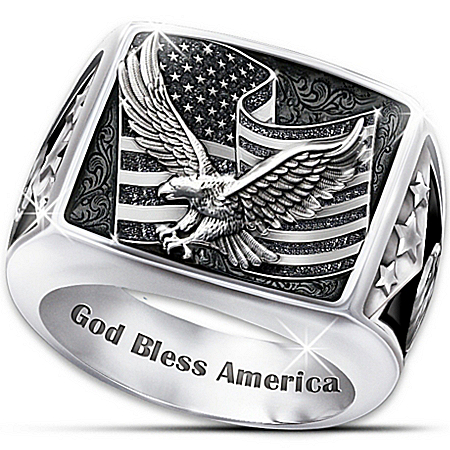 Ring: Wings Of Freedom Stainless Steel Patriotic Eagle Ring