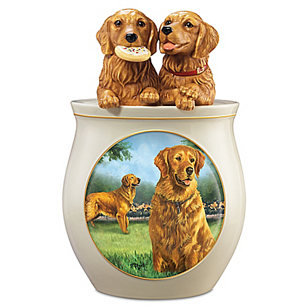 Cookie Capers: The Golden Retriever Handcrafted Cookie Jar