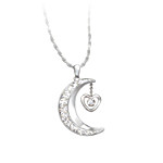 Buy Women's Necklace: I Love You To The Moon And Back Daughter Diamond Pendant Necklace