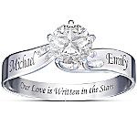Buy Our Love Is Written In The Stars Engraved Personalized White Topaz Women's Ring