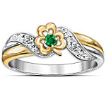 Buy Ring: Lucky Shamrock Emerald & Diamond Embrace Ring