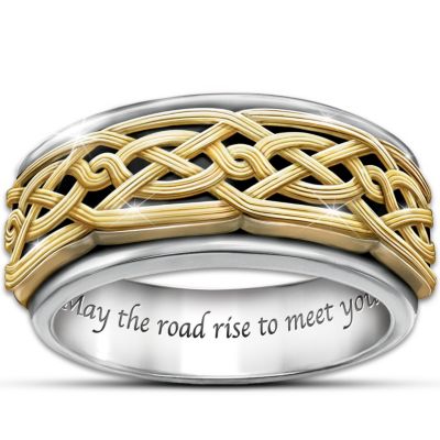 Buy Ring: Celtic Traditions Men's Stainless Steel Spinning Ring With 24K-Gold Plating