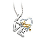 Buy Necklace: I Love My Cat Crystal Pendant Necklace