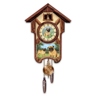 Buy Cuckoo Clock: Playful Pugs Cuckoo Clock