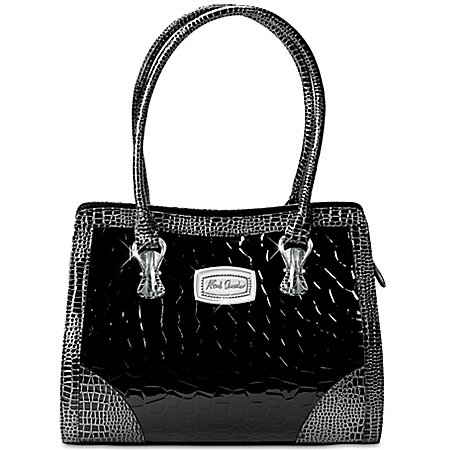 Alfred Durante Madrid Women's Black Faux Croc Leather Handbag
