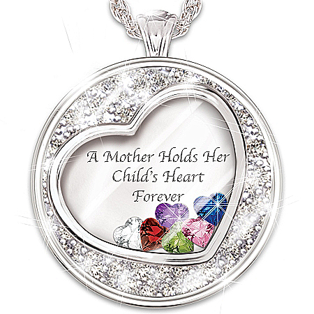 Necklace: A Mother Holds Her Child’s Heart Personalized Birthstone Pendant Necklace – Personalized Jewelry