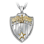 Buy Necklace: Free Because Of The Brave Shield Diamond Pendant Necklace