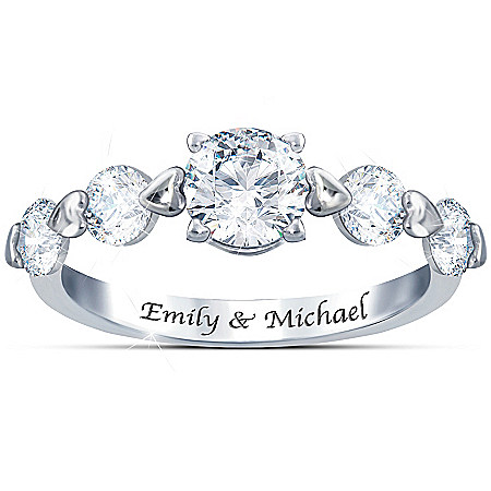 Romance Personalized Sterling Silver Ring With Five White Topaz – Personalized Jewelry