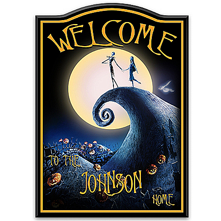 The Nightmare Before Christmas Glow-In-The-Dark Personalized Welcome Sign