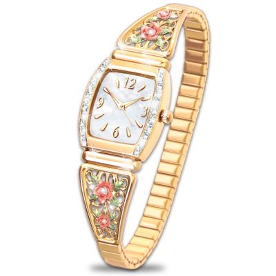 The American Rose Floral Women s Watch With Mother Of Pearl Face