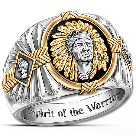 Spirit Of The Warrior Men’s Native American Inspired Onyx And Steel Ring