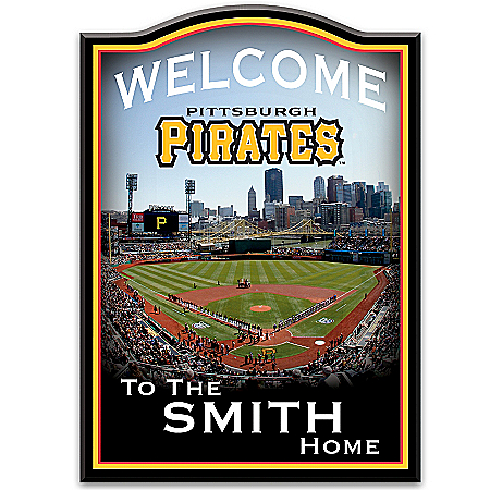 MLB Pittsburgh Pirates Personalized Wall-Hanging Wooden Welcome Sign