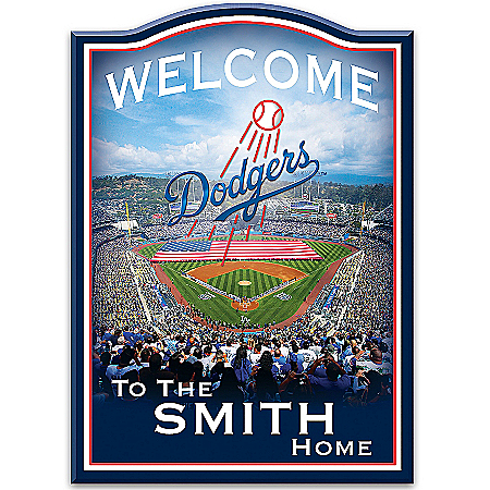 Welcome Sign: Los Angeles Dodgers Personalized Family Welcome Sign