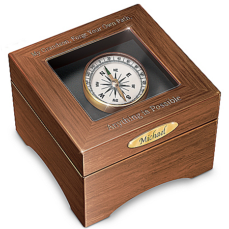 Grandson, Forge Your Path Personalized Musical Keepsake Box with Working Compass