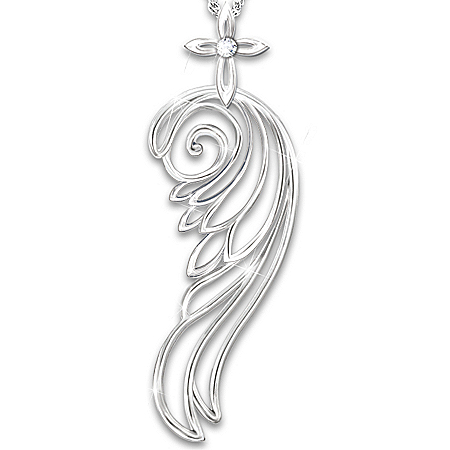 Blessings From An Angel Granddaughter Sterling Silver Diamond Pendant Necklace
