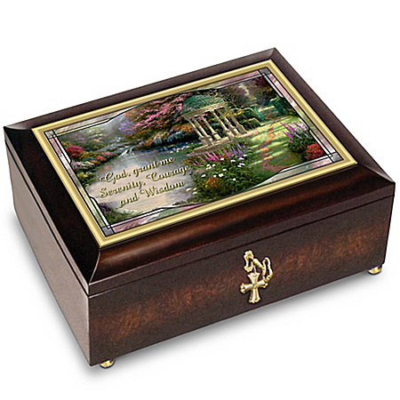 Thomas Kinkade Serenity Prayer Illuminated Glass Music Box