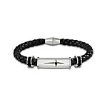 Buy Bracelet: Protection And Strength For My Grandson Men's Leather And Steel Bracelet