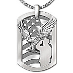 Buy Service Before Self Stainless Steel Men's Dog Tag Pendant Necklace