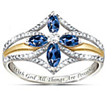 Buy The Promise Of Faith Sapphire And White Topaz Women's Cross Ring