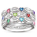 Buy My Family, My Love Personalized Sterling Silver Birthstone Ring Set